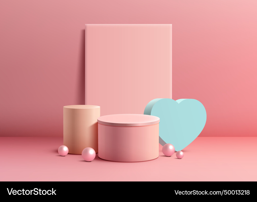 Valentines day podium mockup showcase product vector image