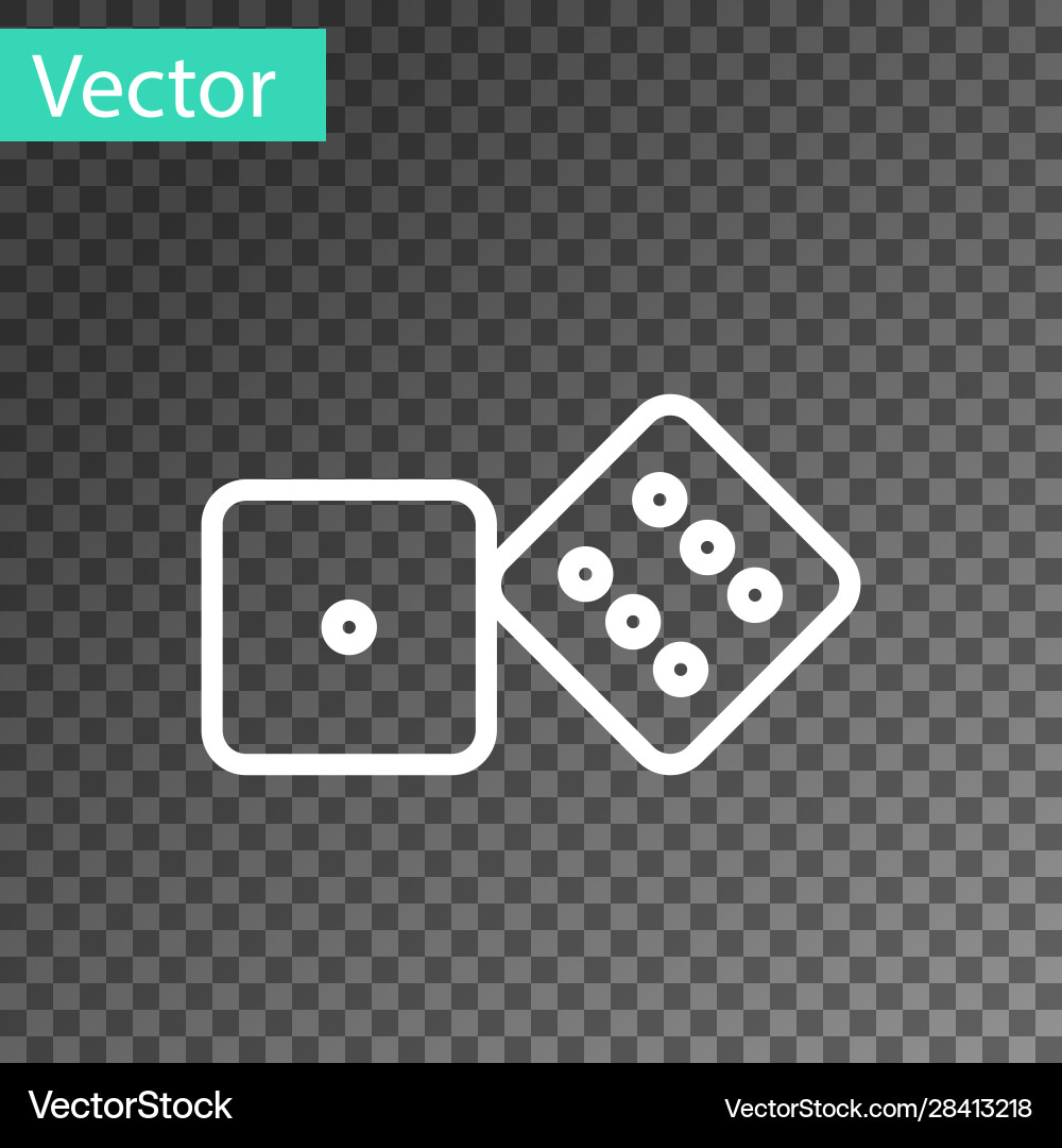 White line game dice icon isolated on transparent White line game dice icon isolated on transparent vector image