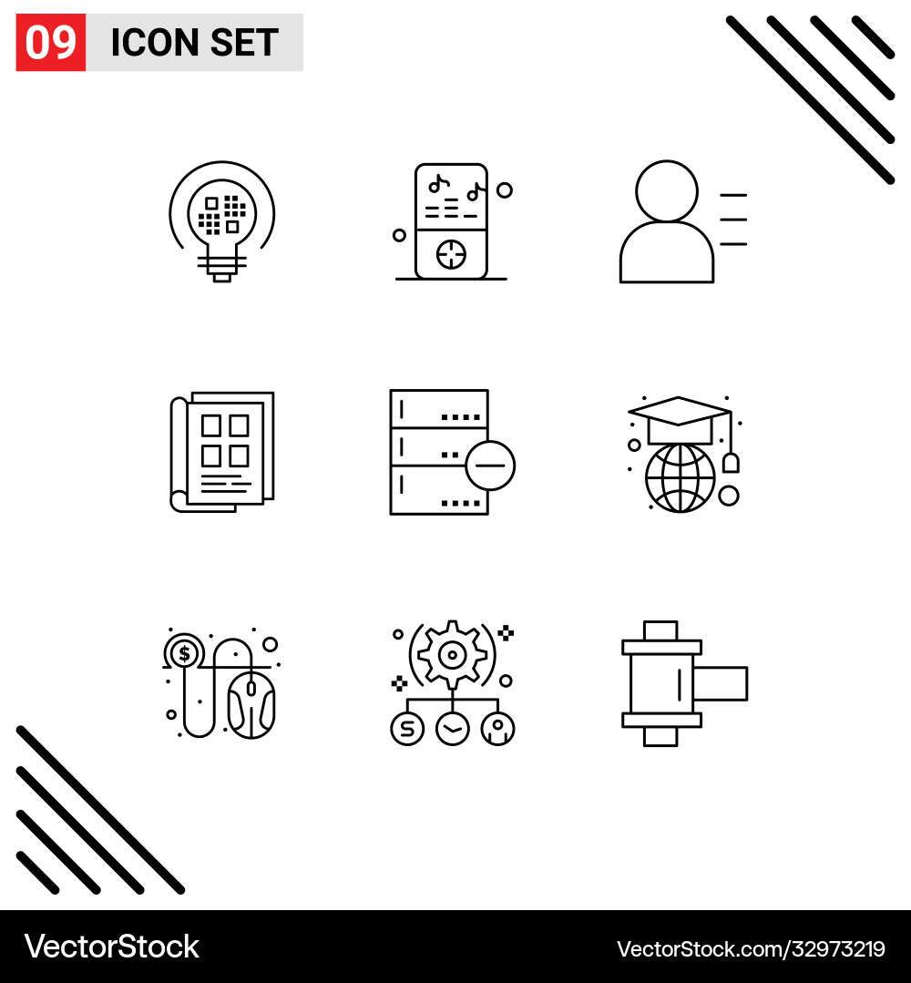 9 universal outlines set for web and mobile Vector Image