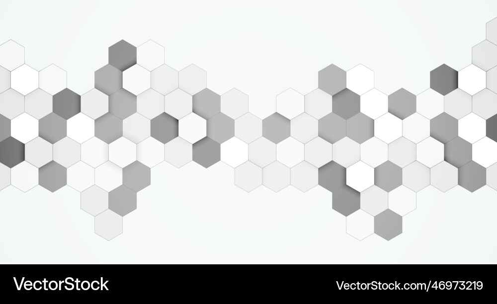 Abstract hexagonal black and white 3d pattern vector image