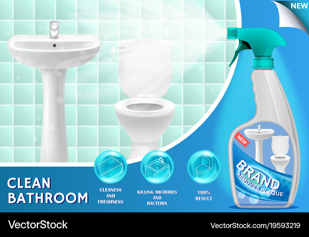 Bathroom cleaner ad 3d Royalty Free Vector Image