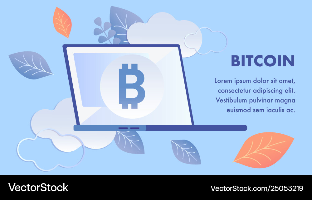 Bitcoin blockchain technology banner template Vector Image