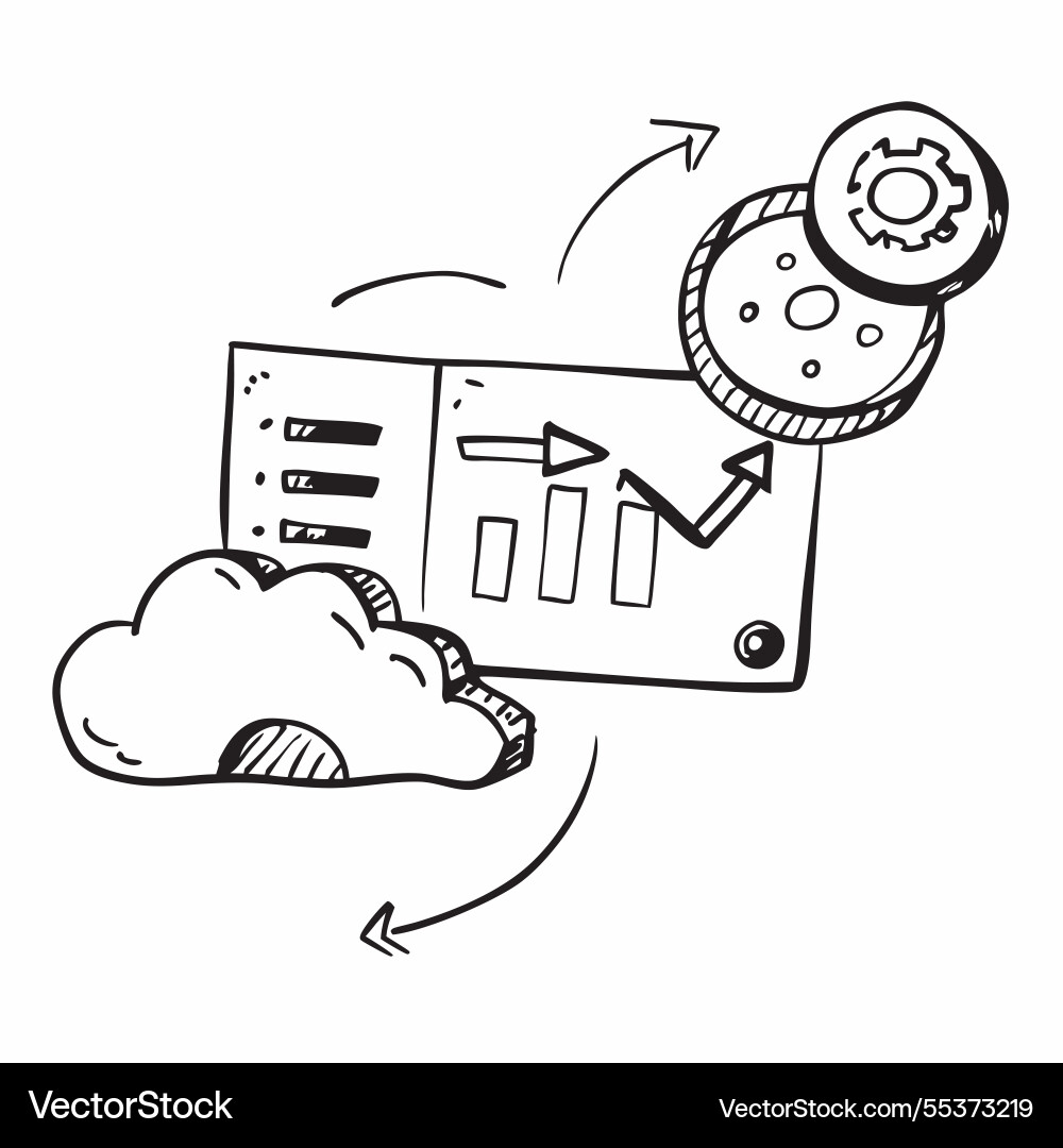 Cloud and graph with performance wording concept Cloud and graph with performance wording concept vector image