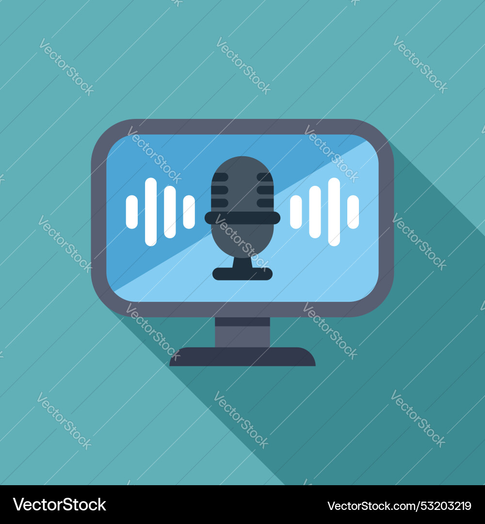 Computer screen displaying microphone icon Vector Image