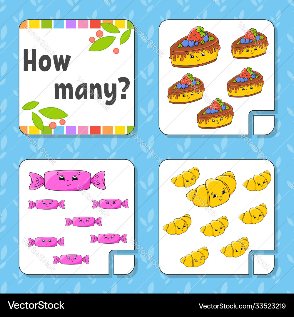 Counting game for children happy characters Counting game for children happy characters vector image