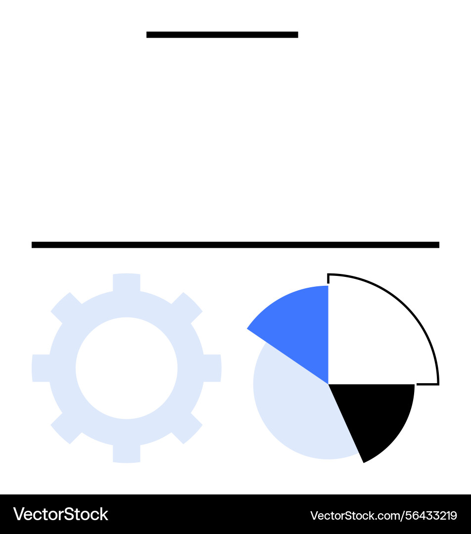 Gear and pie chart representing progress data Gear and pie chart representing progress data vector image