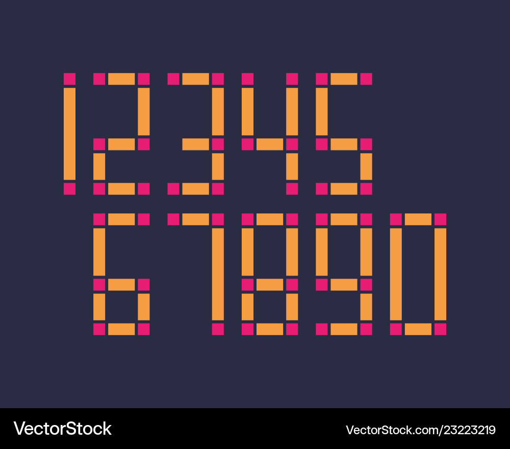 Geometric font line digital effect design numbers vector image