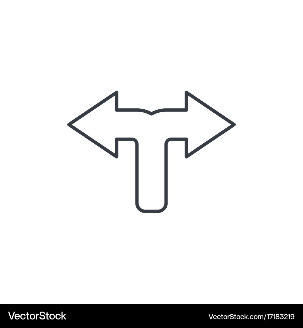 Junction separation two paths ways thin line Vector Image