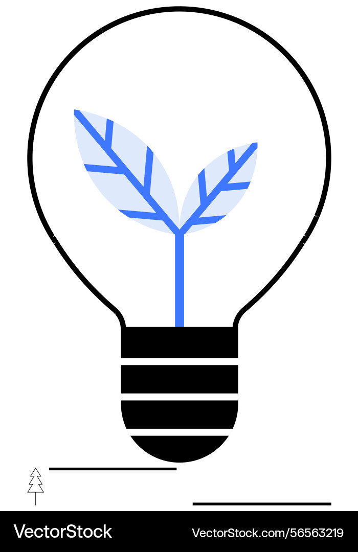 Lightbulb with tree shoot inside representing Vector Image
