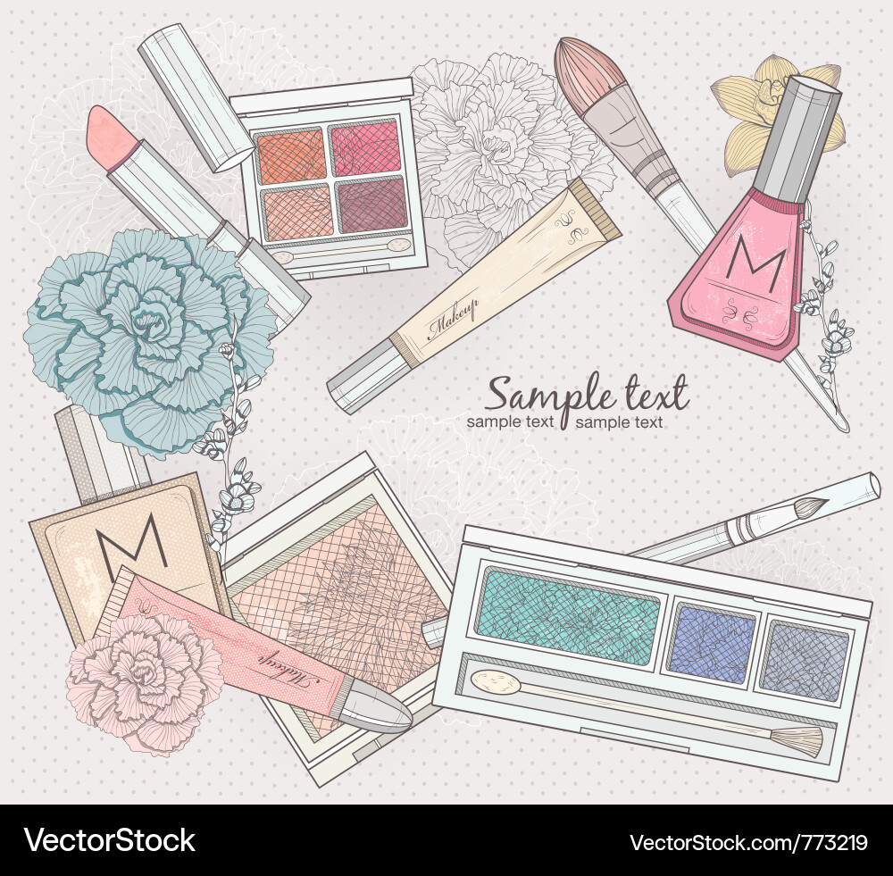 Make-up und Kosmetik Hintergrund Vektorbild