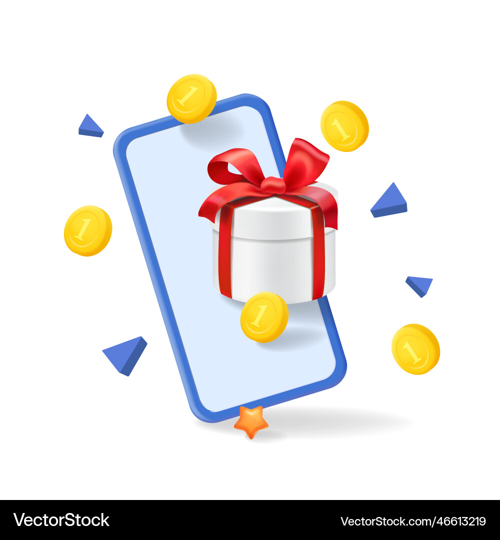 Online gifts buying mobile phone gift box Online gifts buying mobile phone gift box vector image
