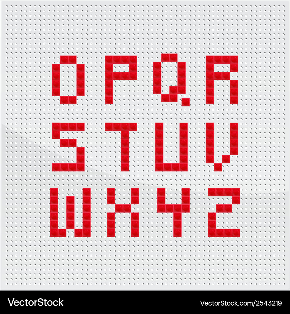 Red mosaic alphabet part two vector image