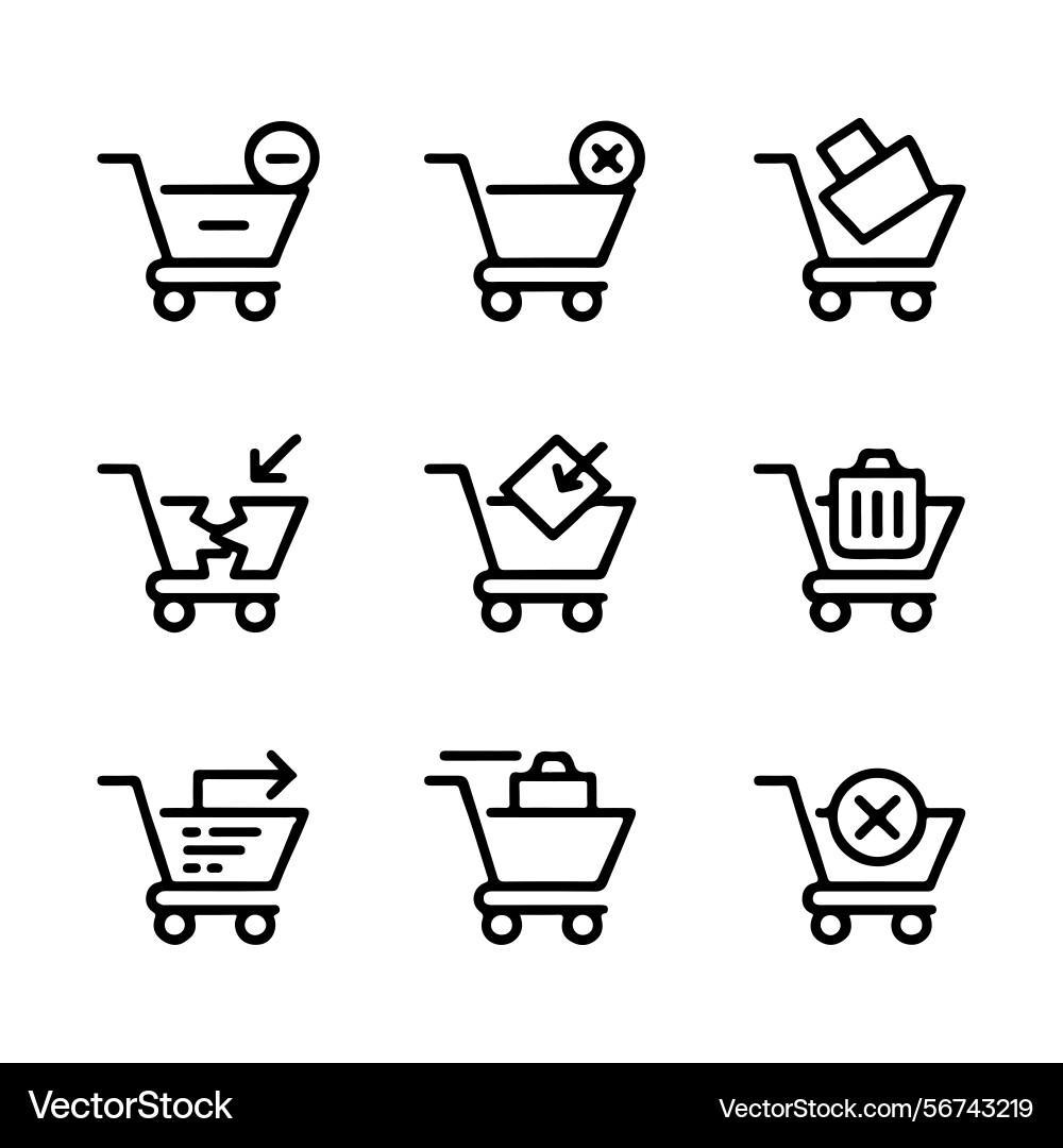 Remove items from cart icons set Vector Image