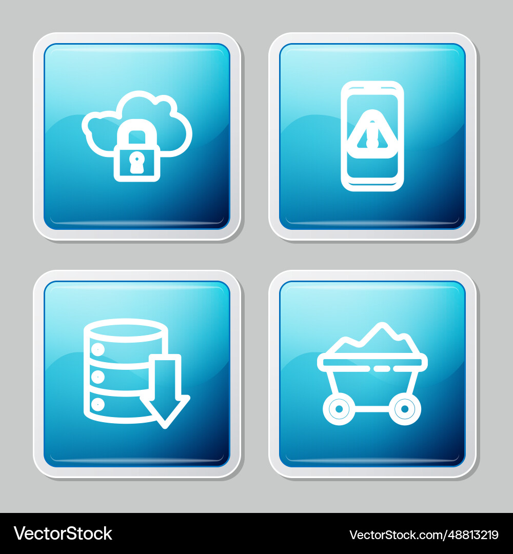 Set line cloud computing lock mobile vector image