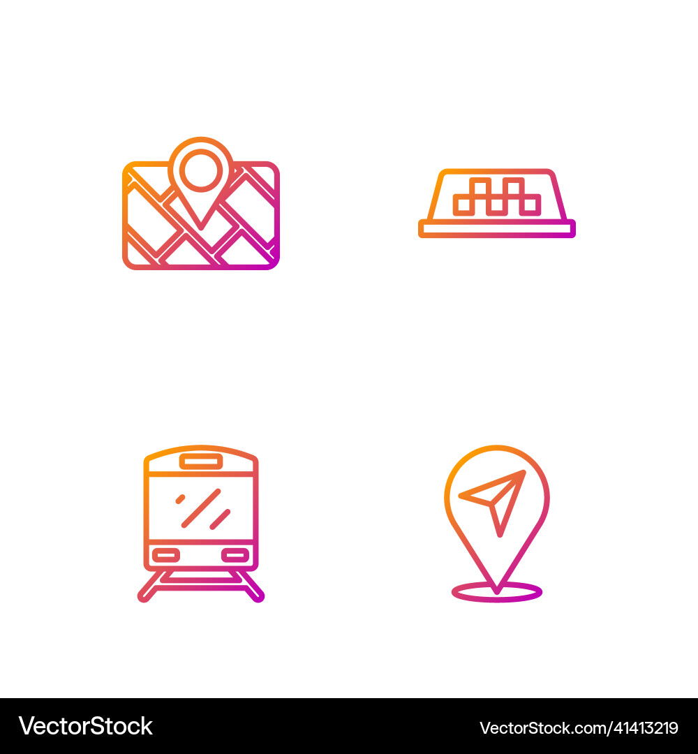 Set line location train gps device with map vector image