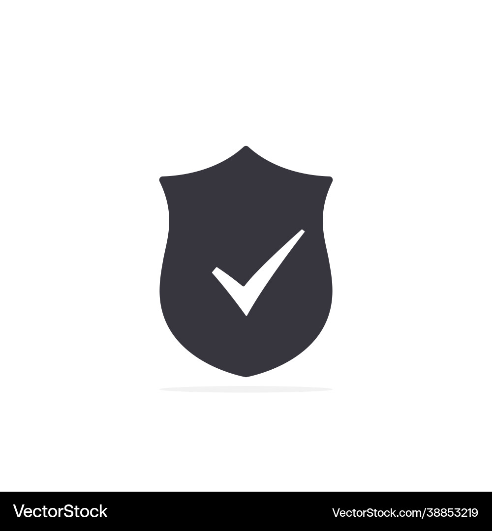 Shield with checkmark symbol isolated flat icon Shield with checkmark symbol isolated flat icon Vector Image