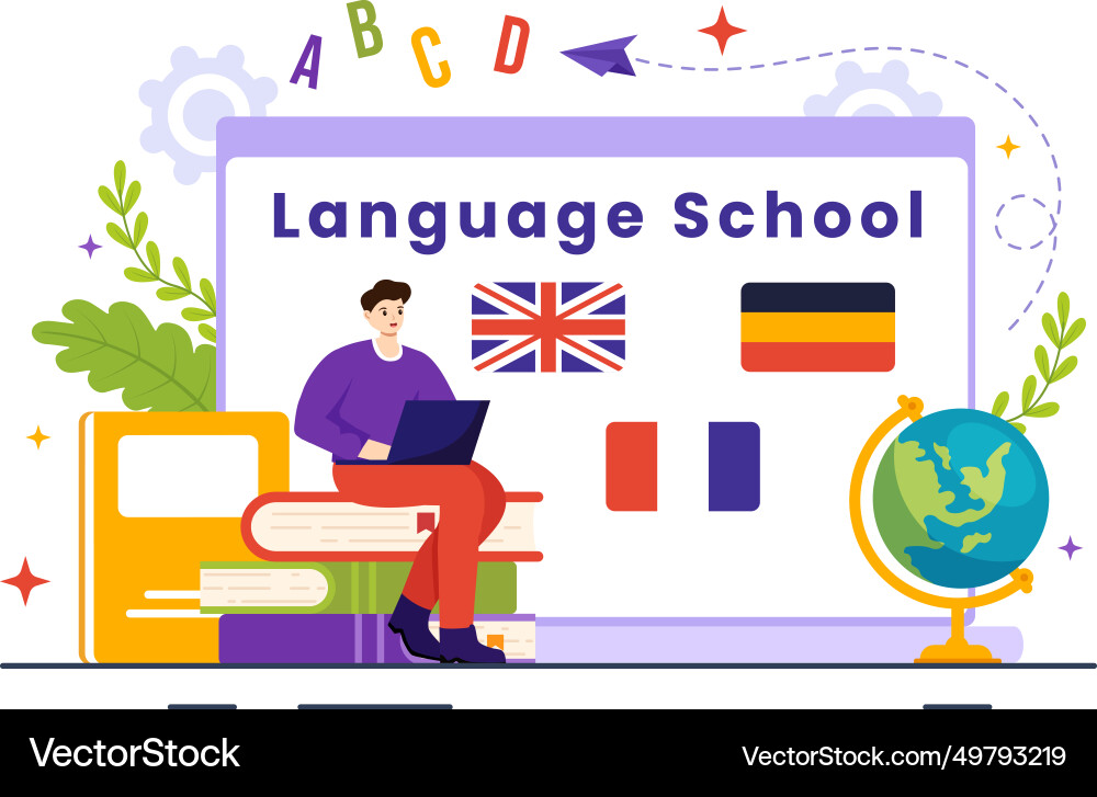 Sprachschule für Online-Lernkurse Sprachschule für Online-Lernkurse vektorbild