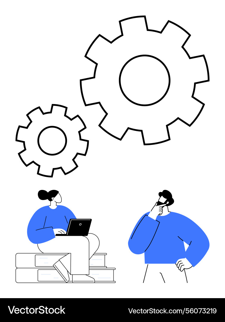 Teamwork and problem-solving concept with gears Vector Image