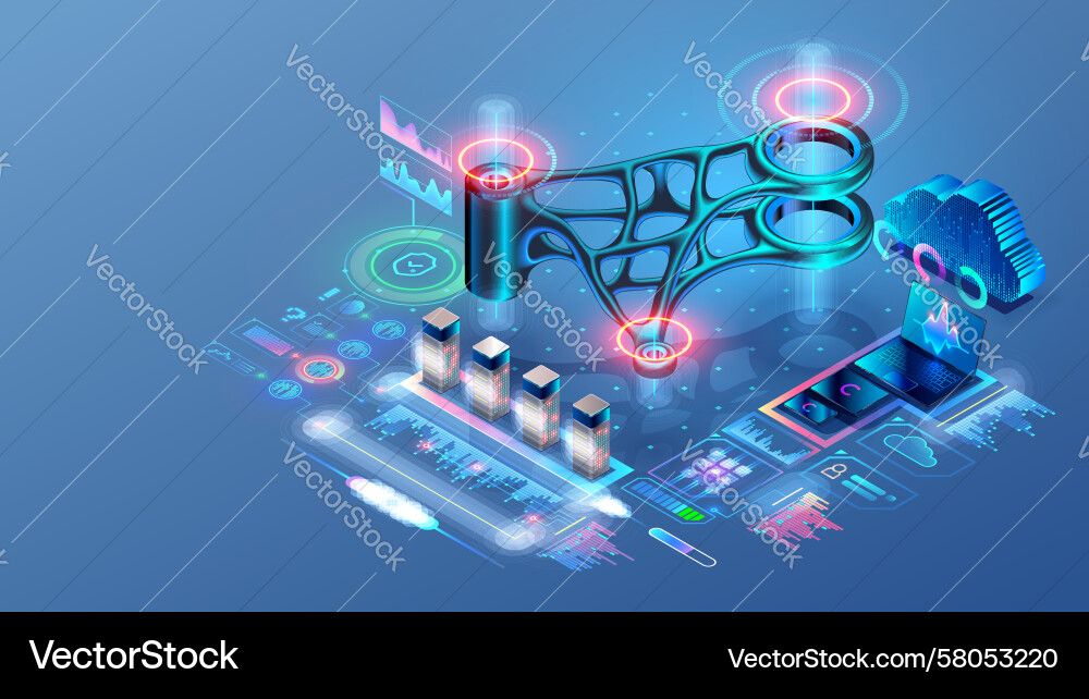 3D CAD System & Generative Design Vector Image