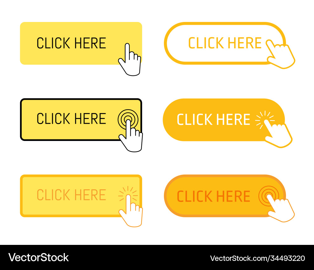 Click here button set isolated on white background vector image