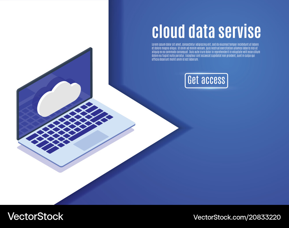Cloud data storage web hosting isometric server Cloud data storage web hosting isometric server vector image