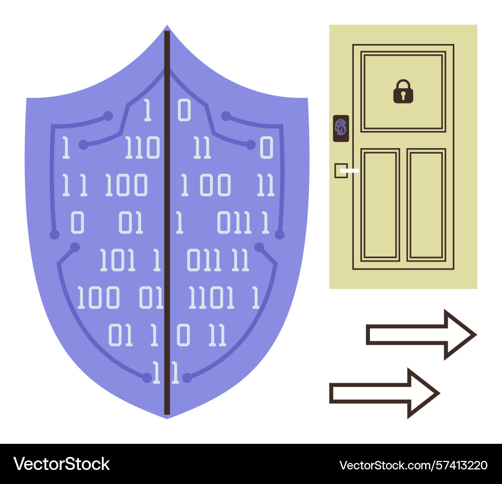 Cybersecurity concept with binary code shield Cybersecurity concept with binary code shield vector image