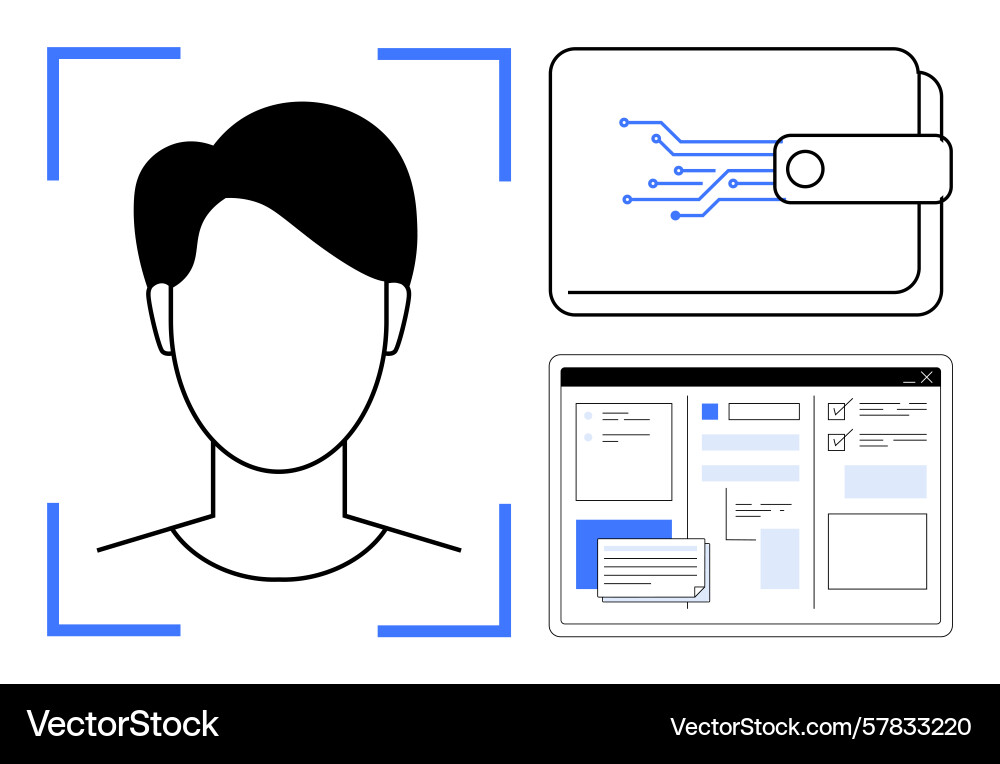 Digital identity verification with face Vector Image
