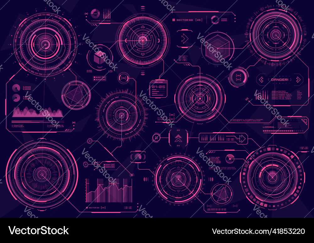 Hud futuristic red circular web interface panels Hud futuristic red circular web interface panels vector image