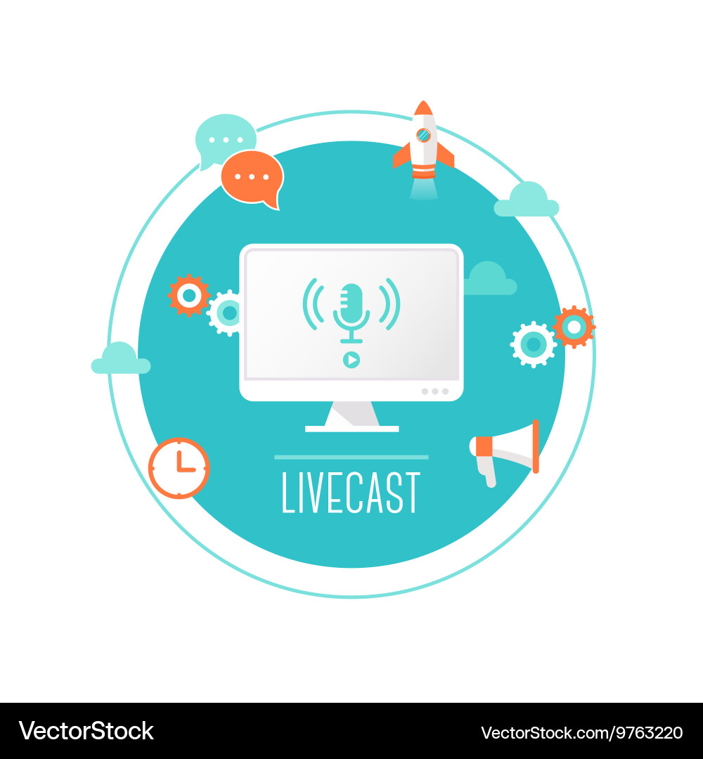 Livecast or web stream computer Vector Image