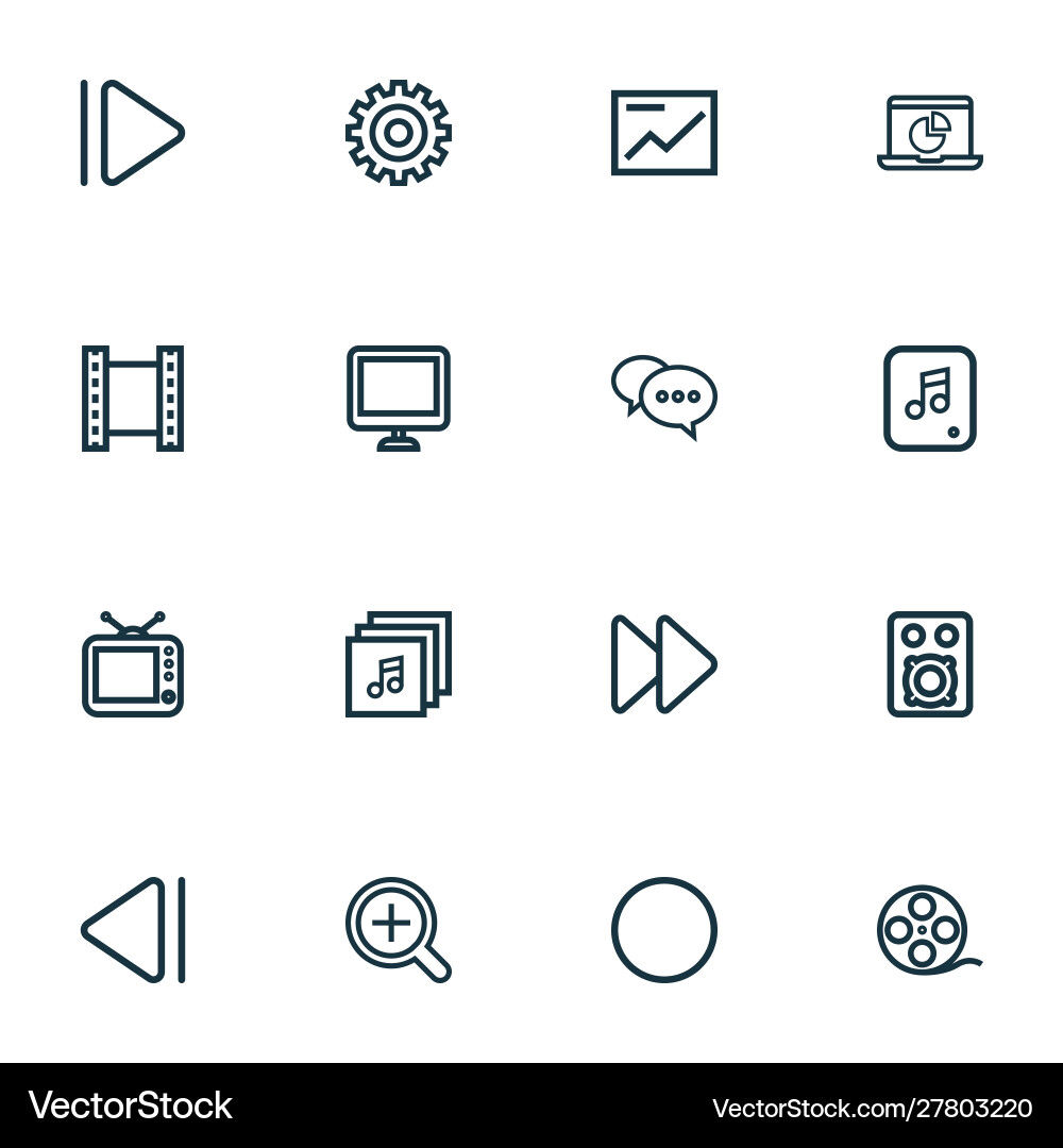 Media icons line style set with comment slow Media icons line style set with comment slow vector image