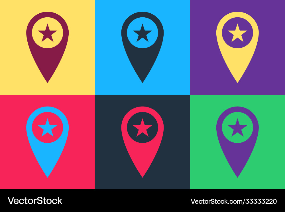 Pop art map pointer with star icon isolated Vector Image