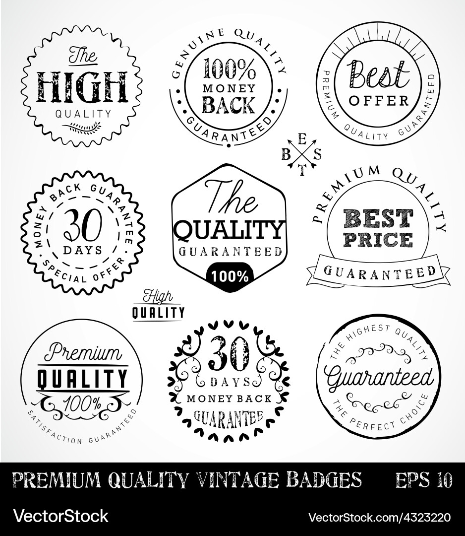 Premium quality badges and labels in vintage style Vector Image