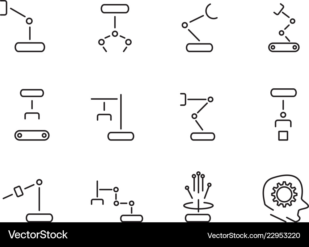 Robot Arm Icon Set - Automation vector image