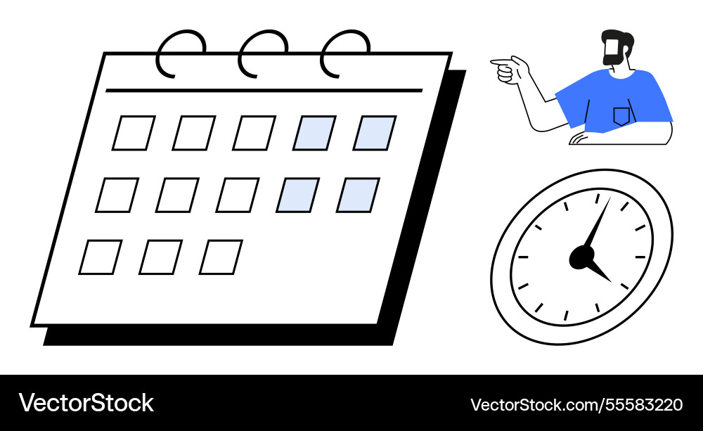 Scheduling and time management calendar clock Scheduling and time management calendar clock vector image