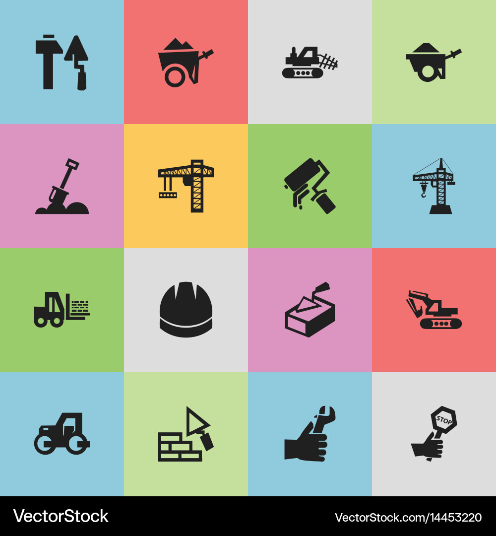 Set of 16 editable structure icons includes vector image