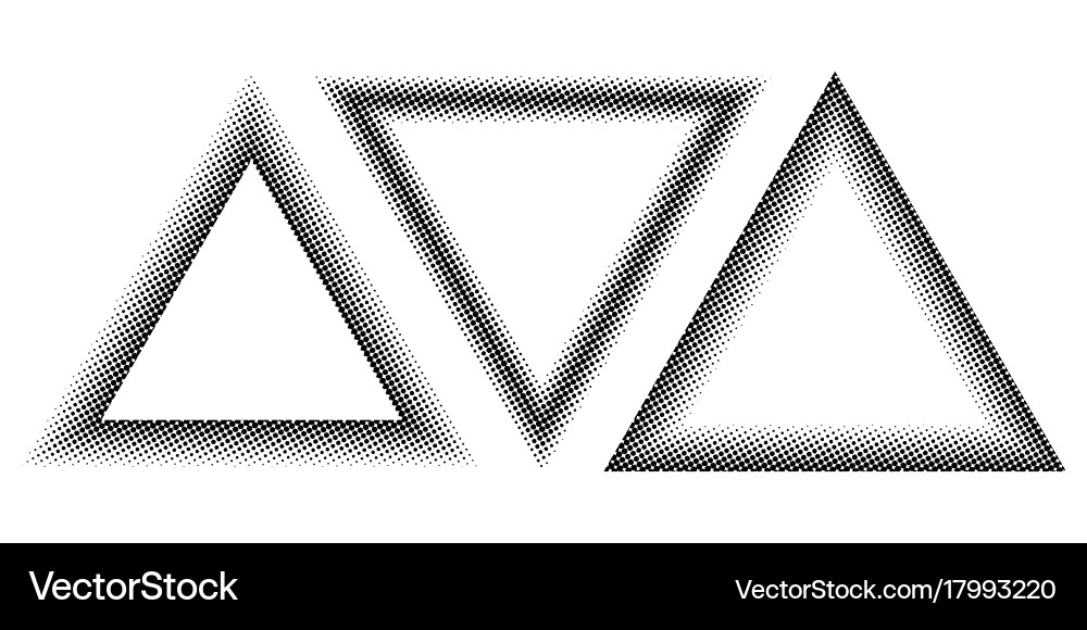 Set triangle halftone effect vector image