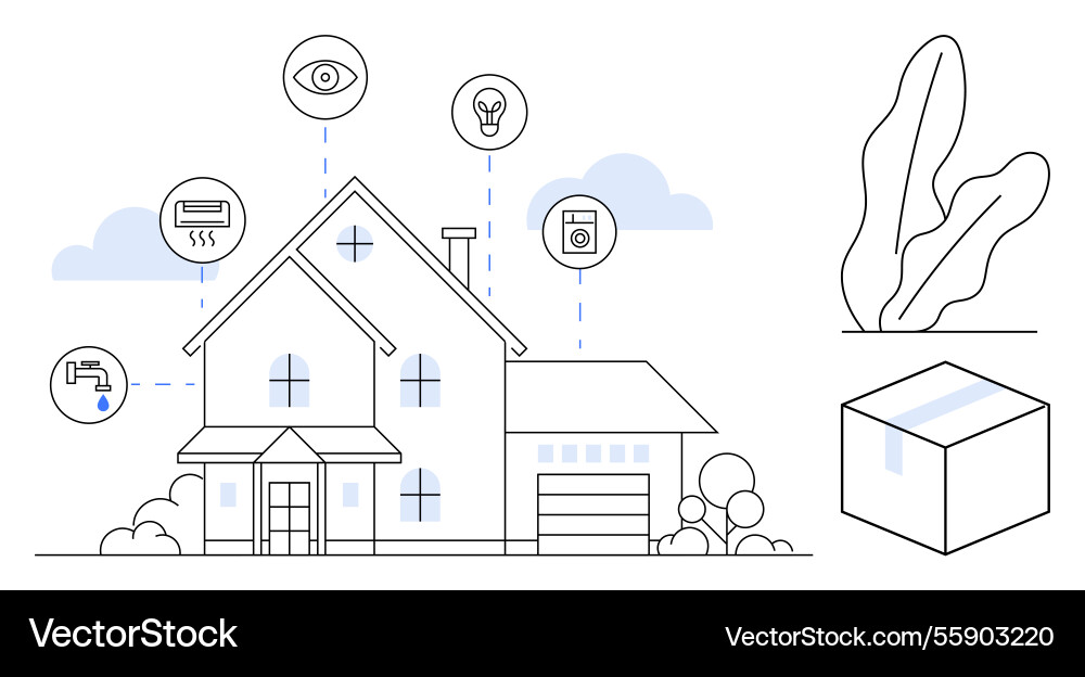 Smart home automation with connected iot devices vector image