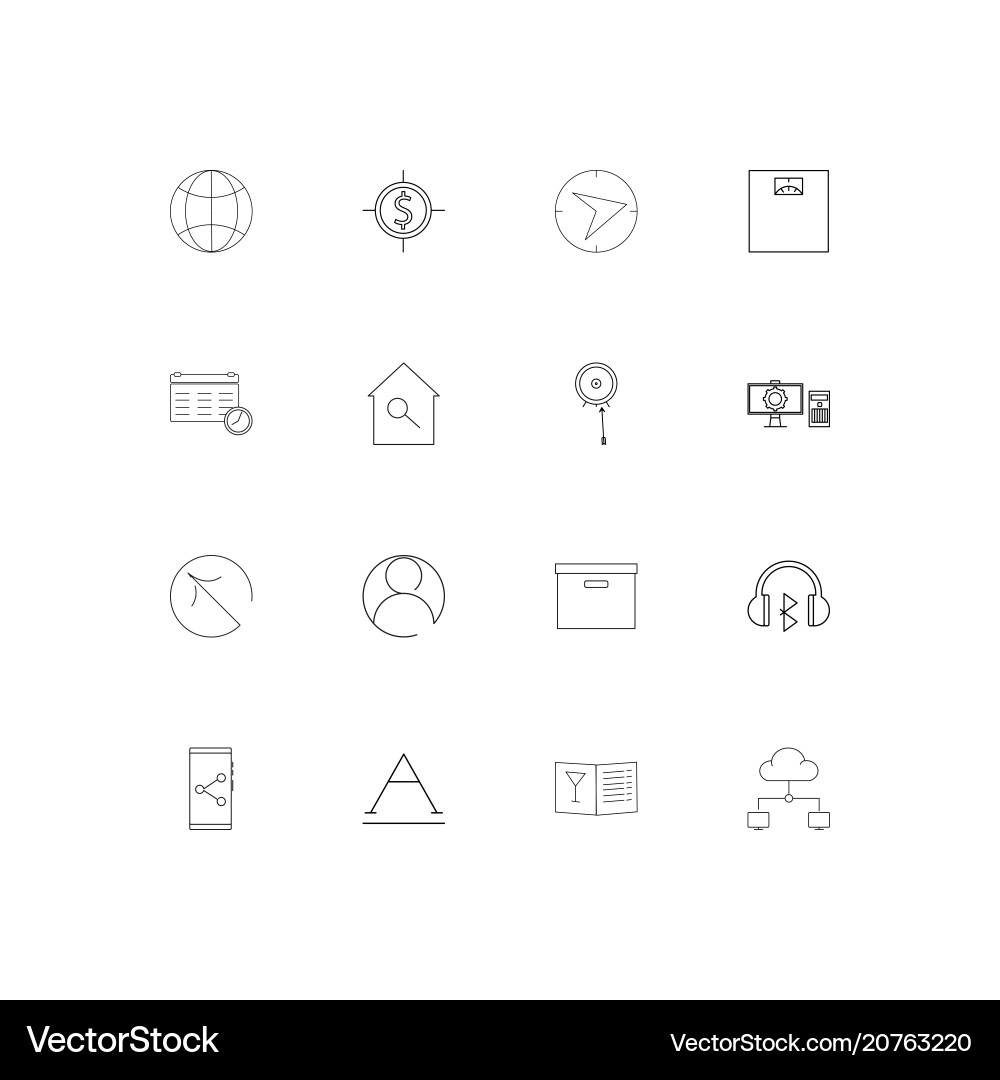 Web applications linear thin icons set outlined vector image