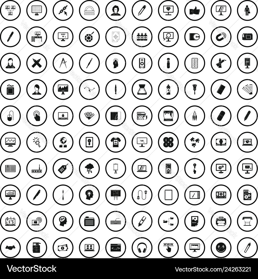100 webdesign icons set simple style 100 webdesign icons set simple style vector image