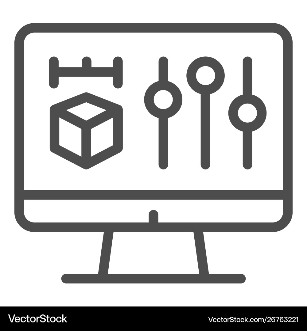 3d project on monitor line icon design Vector Image