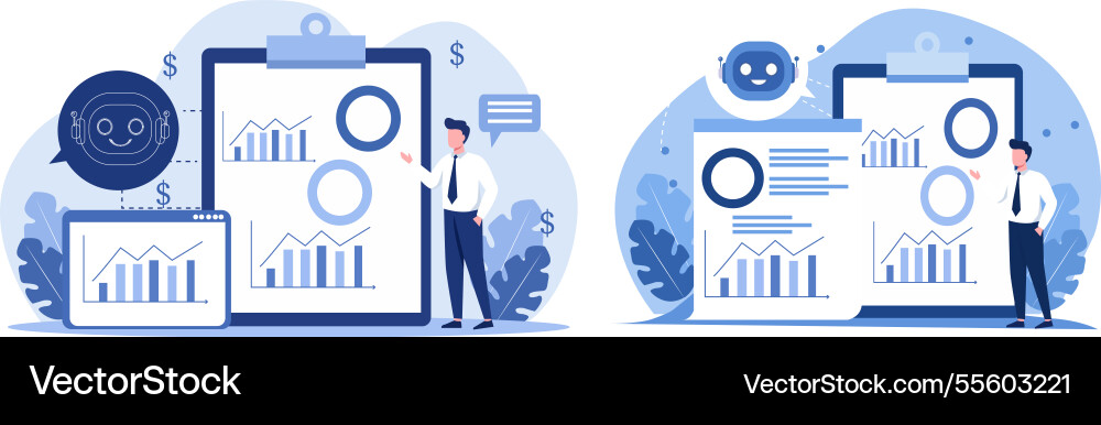 Ai-powered business analytics and data Ai-powered business analytics and data vector image