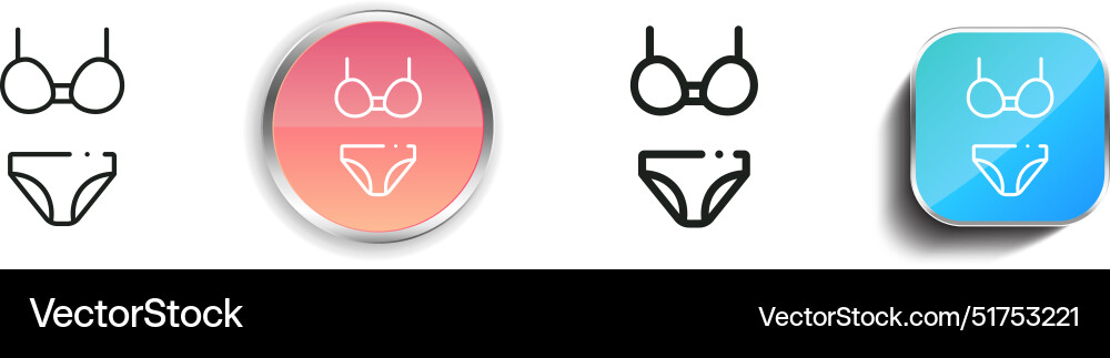 Bikini icon thin linear regular and button style vector image