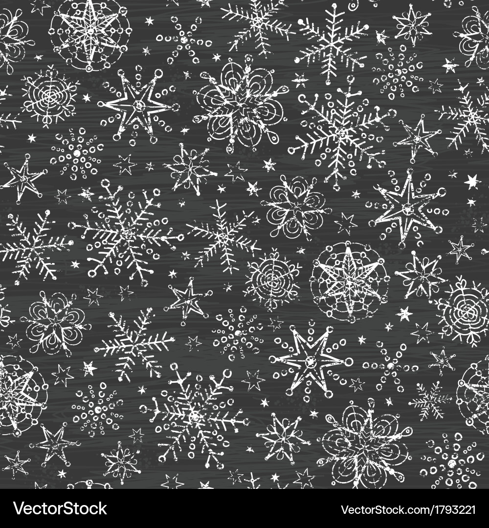 Black and White Snowflake Seamless Pattern Vector Image
