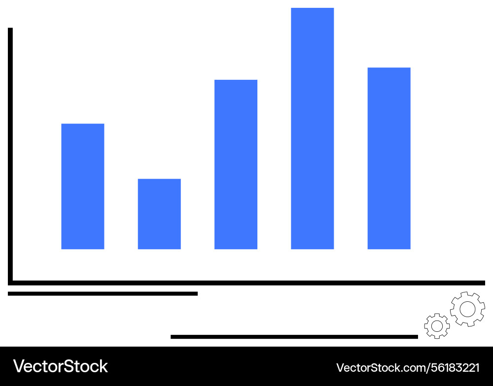 Blue bar chart with increasing columns and small Blue bar chart with increasing columns and small Vector Image