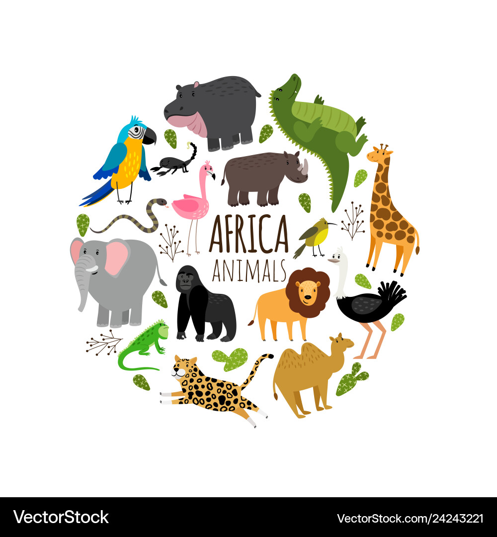 Cartoon african animals printable banner Cartoon african animals printable banner vector image