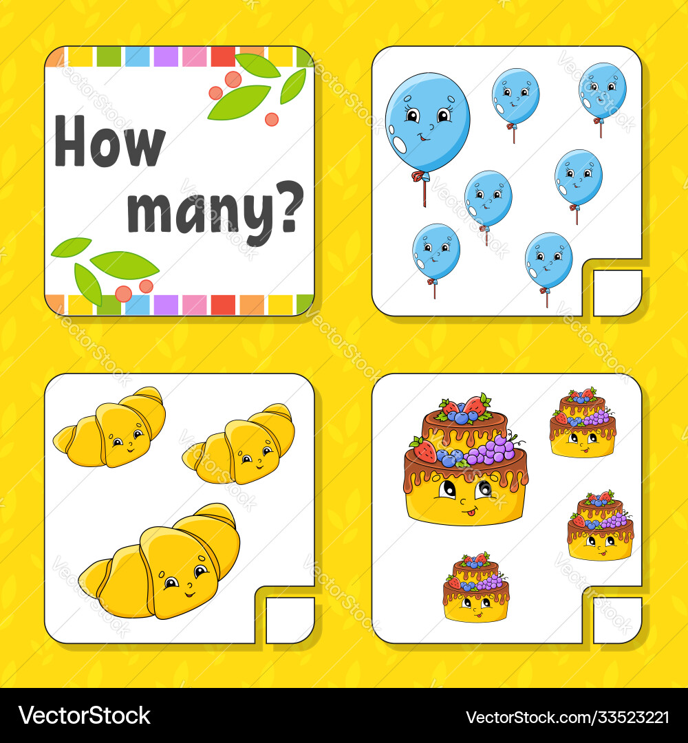 Counting game for children happy characters Counting game for children happy characters vector image