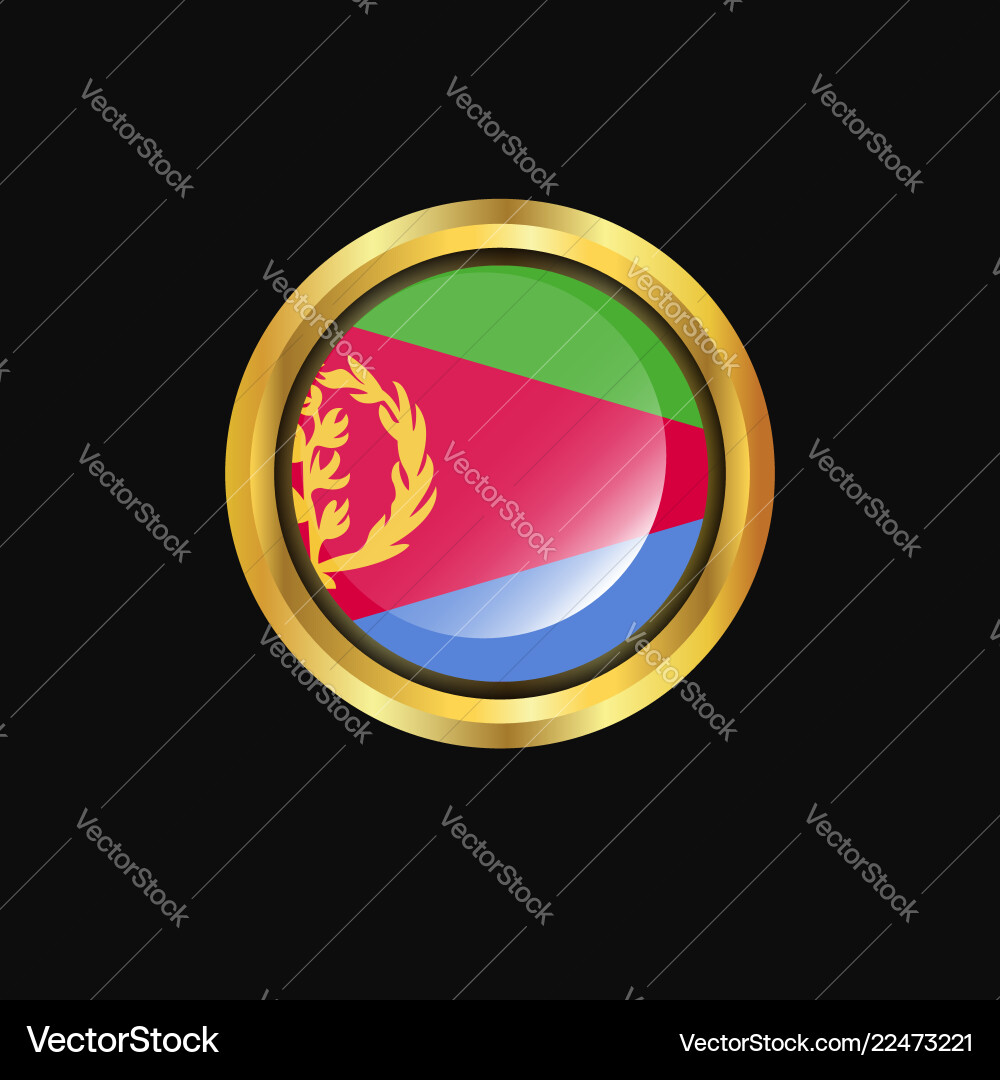 Eritrea flag golden button vector image