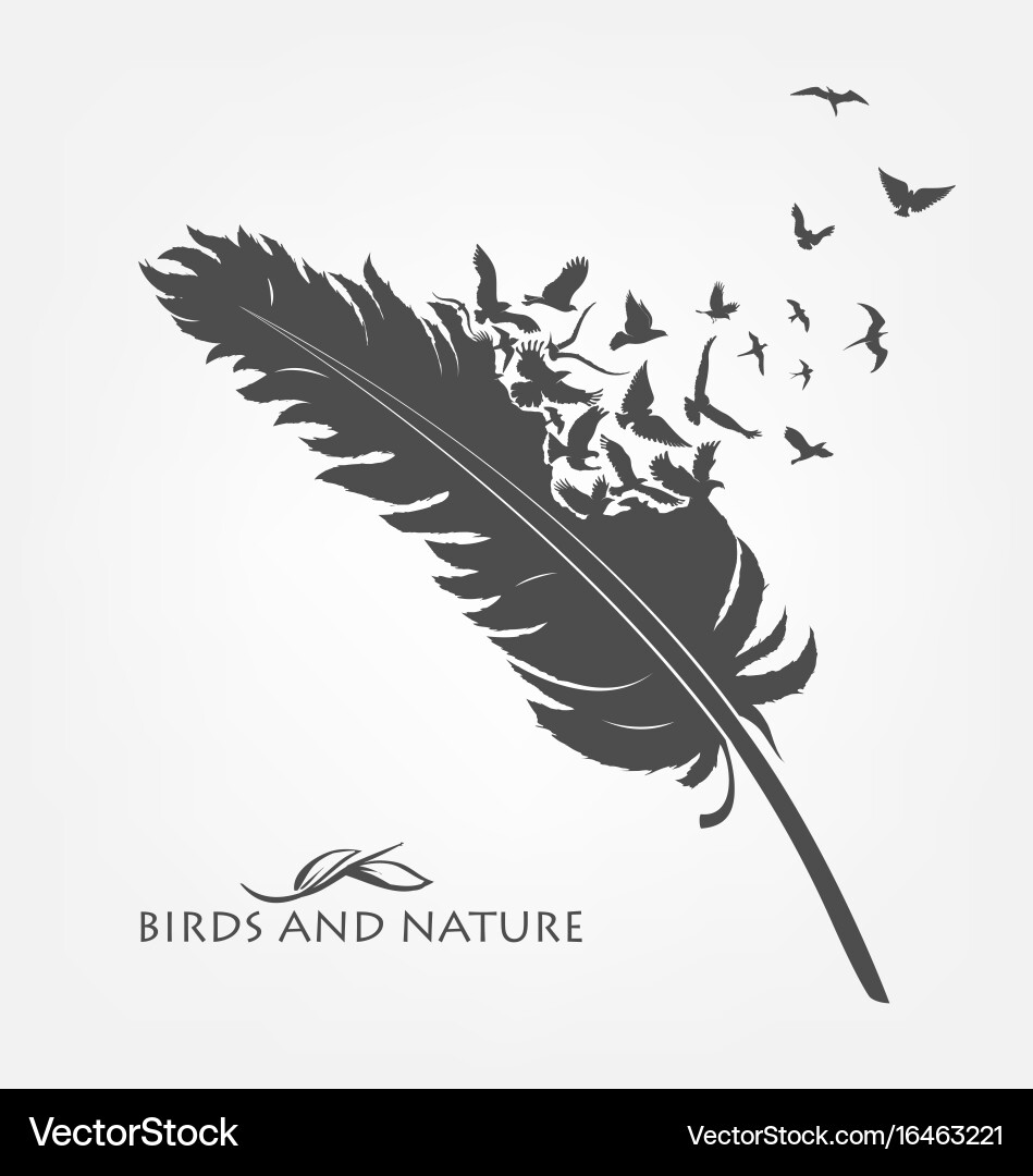 Flying Flock of Birds on Feathers Vector Image