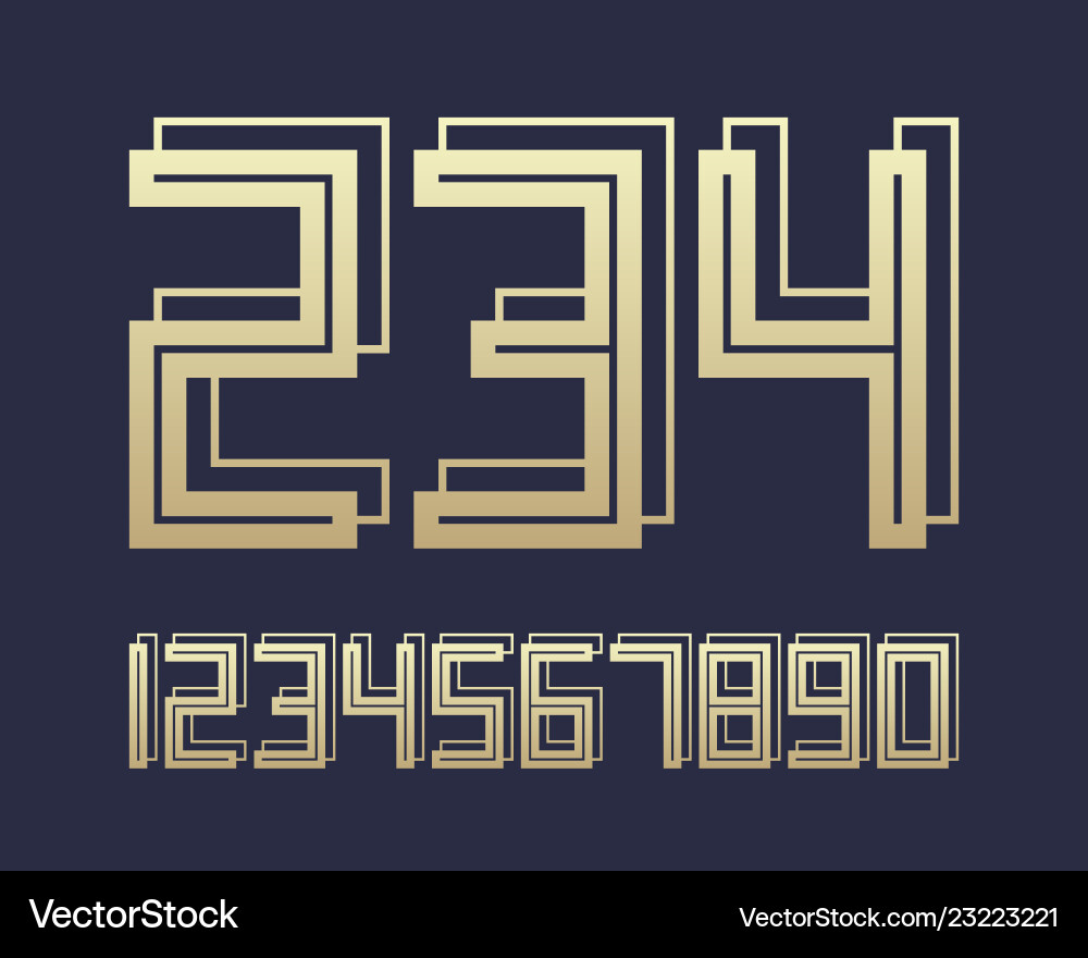 Geometric font 3d effect design numbers space Vector Image