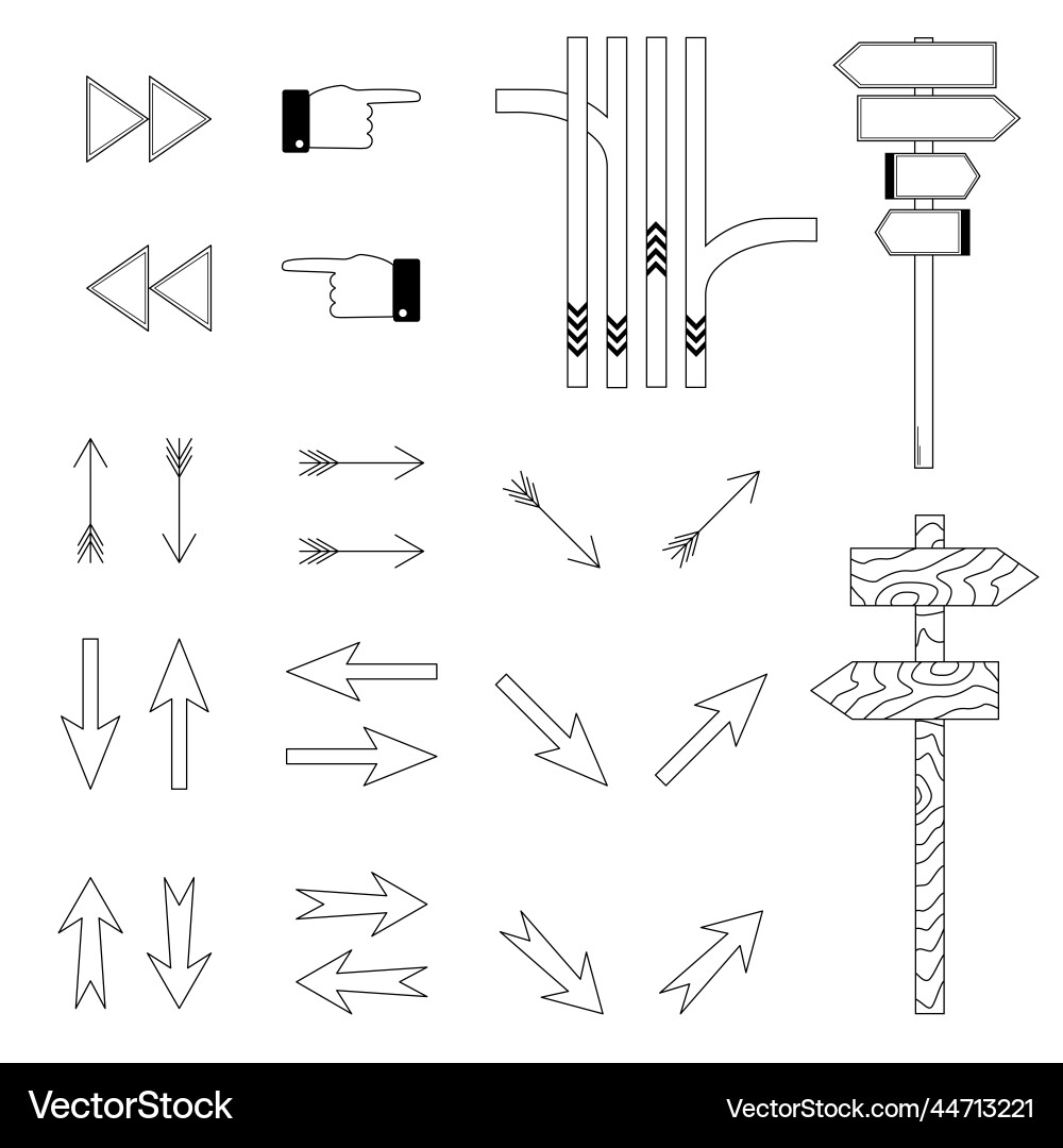 Hand drawn set of pointers to help find the way Hand drawn set of pointers to help find the way vector image